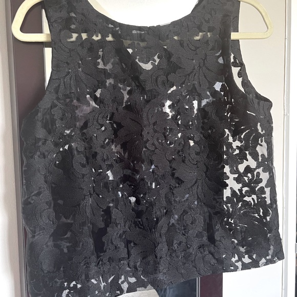Banana Republic Black sheer guipure see through corp top - Picture 1 of 7